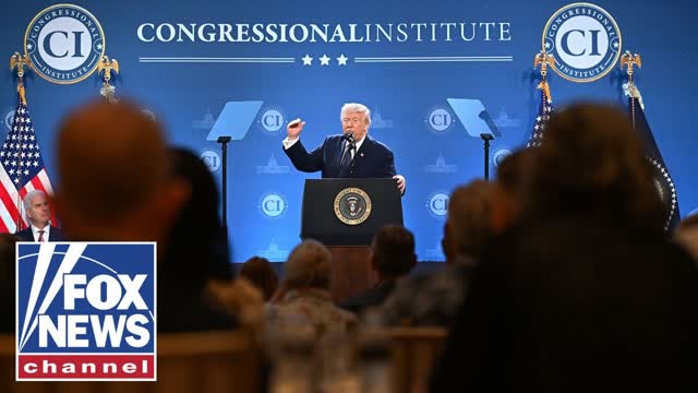President Donald Trump delivers remarks to the Republican Members Issues Conference