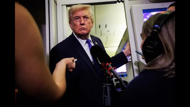 Trump Speaks to Press Aboard Air Force One