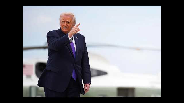 Trump Speaks to Press at the Palm Beach Airport En Route to Memphis