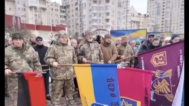 Civilians and Officials Commemorate 4 Year Anniversary of Russia Ukraine War