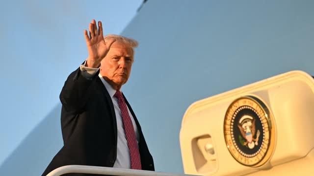 Trump Departs Joint Base Andrews for Virginia (April 10)